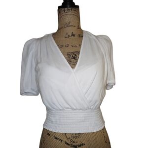 Gianni Bini Cream Puff Sleeve Wrap Blouse